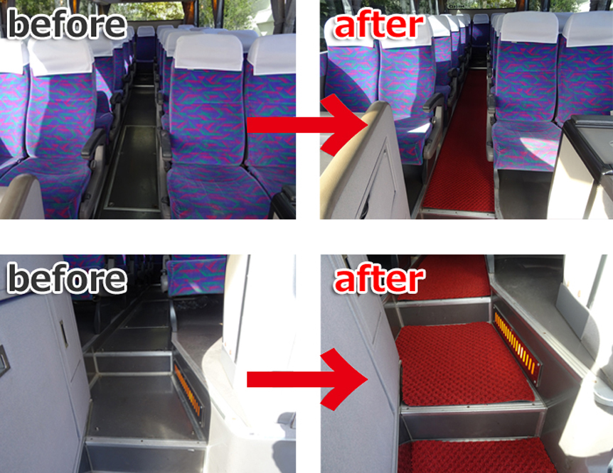 マイクロバス　カーペット　ジュータン　製作